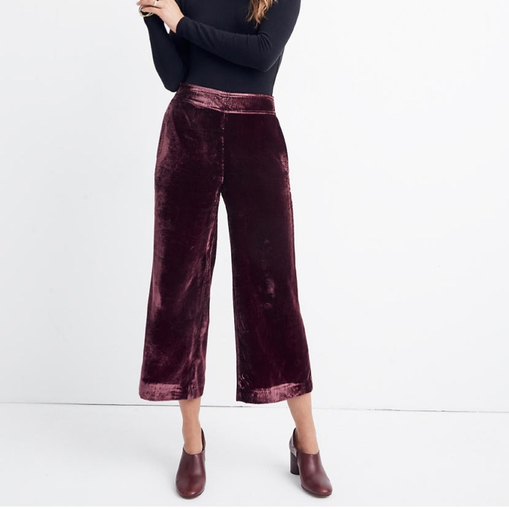 Madewell Huston Cropped Velvet Pants
